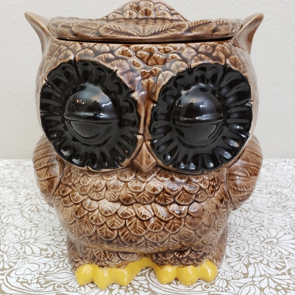Vintage 1979 Pansy Ceramic Brown Owl Cooki… - Picture 2 of 12